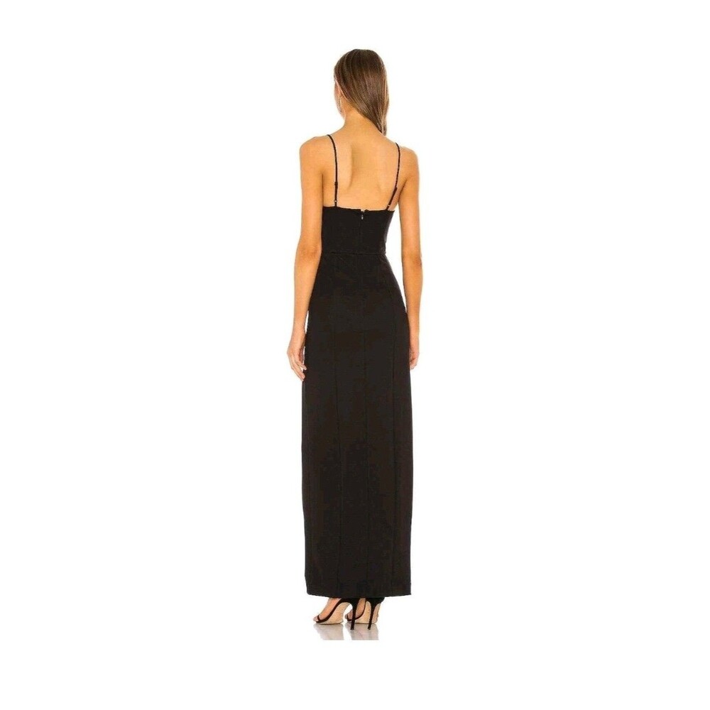 NBD Revolve Eileen High Slit Adjustable Spaghetti Strap Long Gown Black Womens M - Picture 3 of 16
